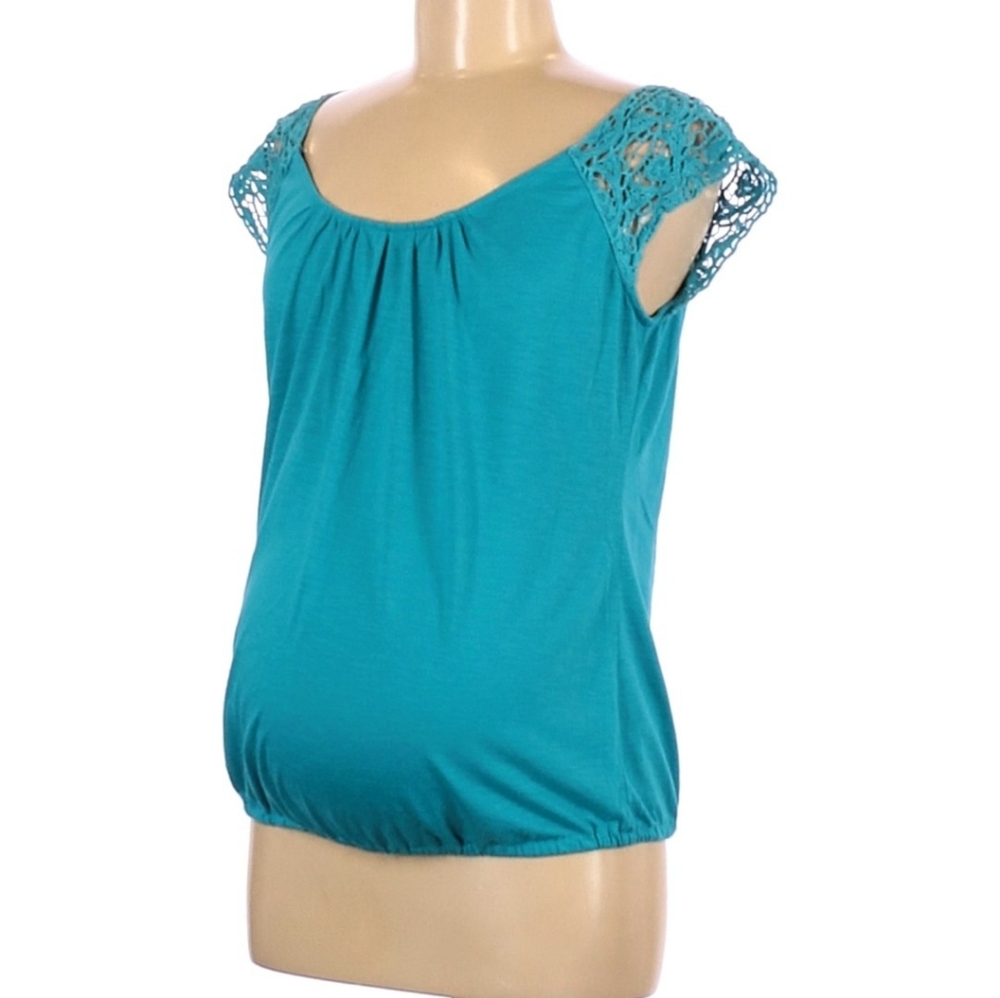 Chic Maternity Teal Cap Sleeve Blouse